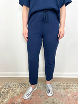Straight Leg Waffle Pant in Navy