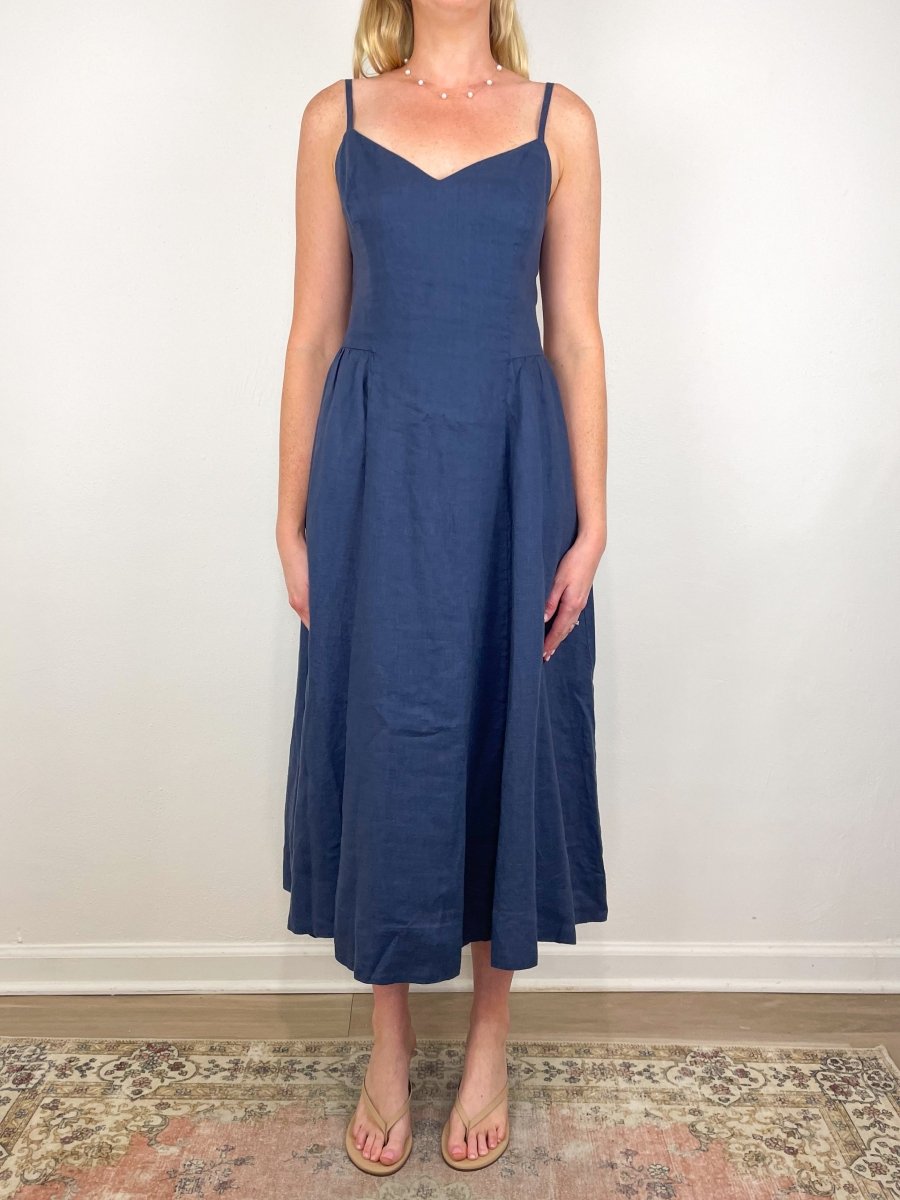 navy bardot midi dress Coast Women's Printed Bardot Twill Midi Dress With Lace Insert in Navy