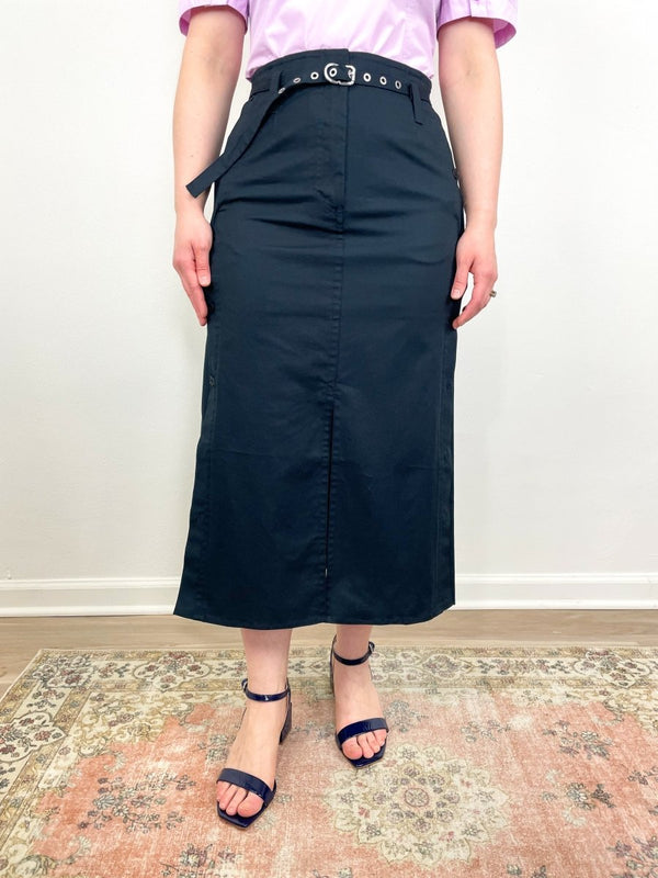 Belted Utility Skirt in Midnight - The Shoe Hive