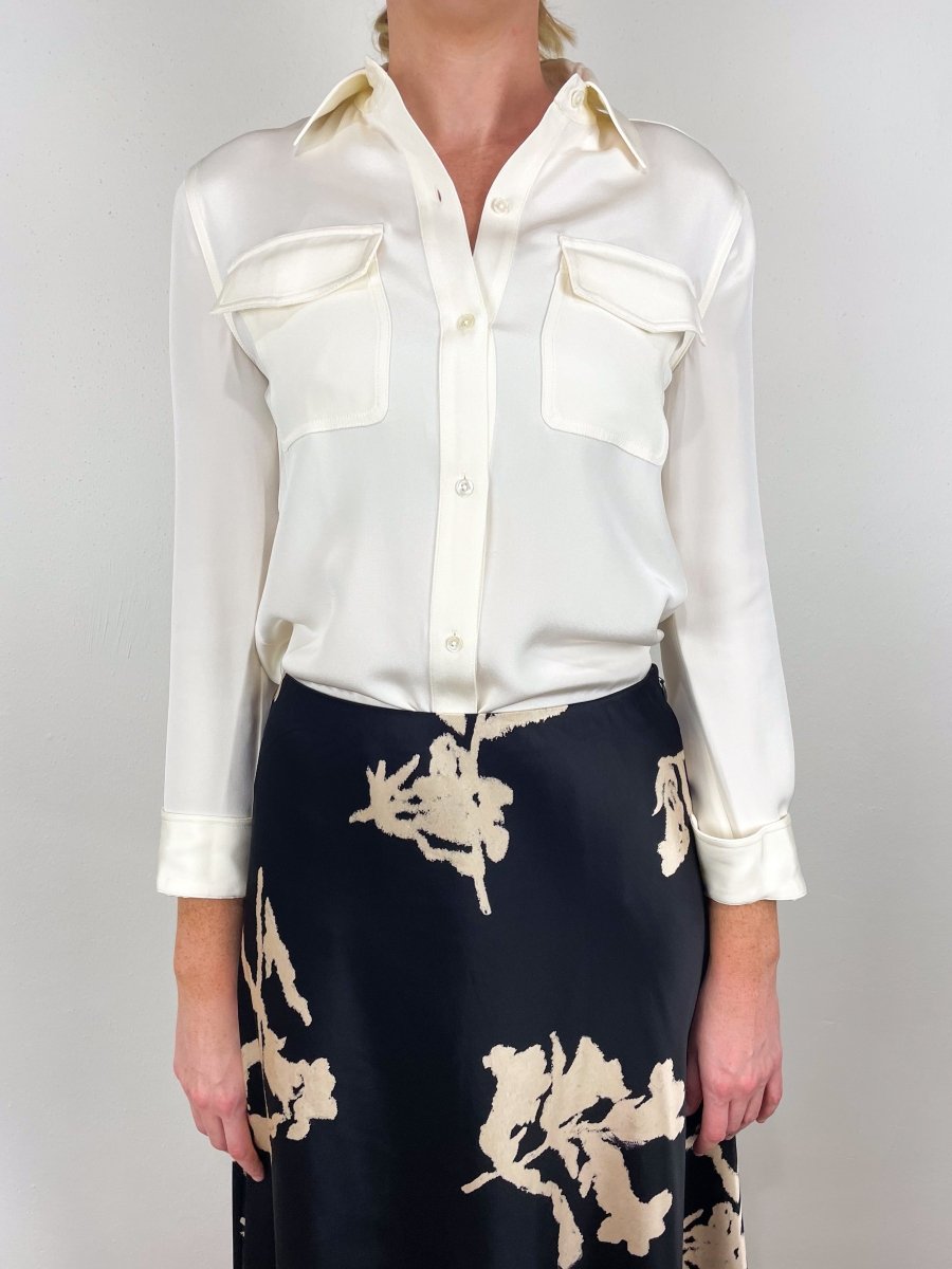 Hannah Blouse in Ivory Silk Crepe exclusive at The Shoe Hive Hannah Blouse in Ivory Silk Crepe exclusive at The Shoe Hive