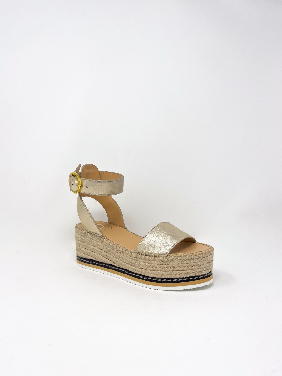 Lily Wedge Espadrilles in Light Gold - Main Image