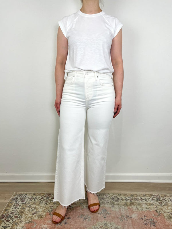 Lyra Crop Wide Leg in White - The Shoe Hive