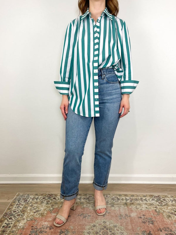 Miles Shirt in Emerald Stripe - The Shoe Hive