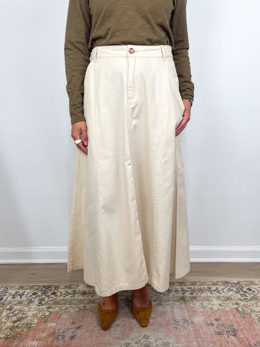 Seamed Maxi Skirt in Eggshell exclusive at The Shoe Hive