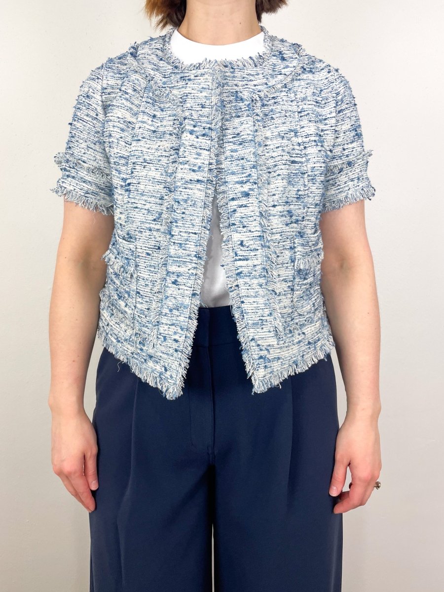 Short Sleeved Chelsea Jacket in Blue Multi Tweed exclusive