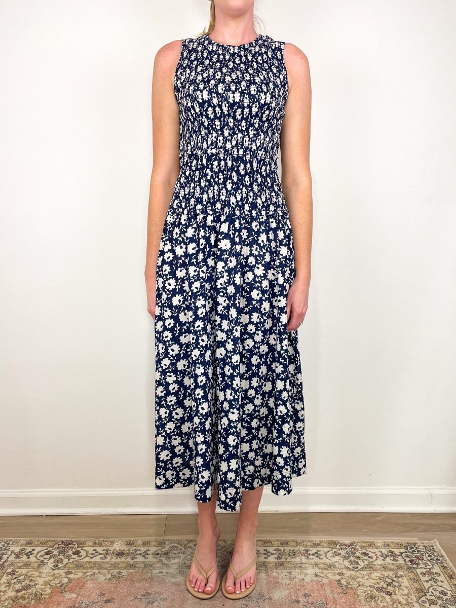 Siempre Tank Maxi Dress in Navy Floral Stamp exclusive at The Shoe The Shoe Hive Siempre Tank Maxi Dress in Navy Floral Stamp exclusive at The Shoe The Shoe Hive
