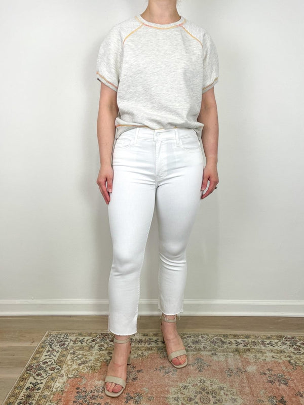 The Short Sleeve Concert Tuck in Heather Oatmeal - The Shoe Hive