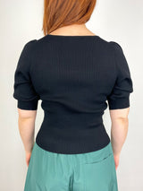 Full Sleeve Square Neck Sweater in Black - The Shoe Hive