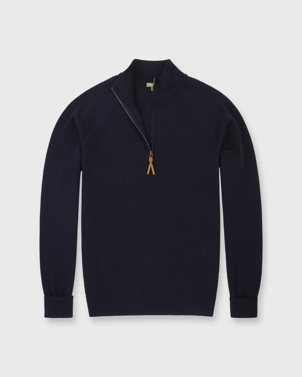 Half Zip Sweater in Navy Cotton by Sid Mashburn - The Shoe Hive