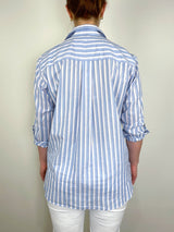 Joedy Boyfriend Button Up Shirt in Blue/Pink Multi Stripe - The Shoe Hive