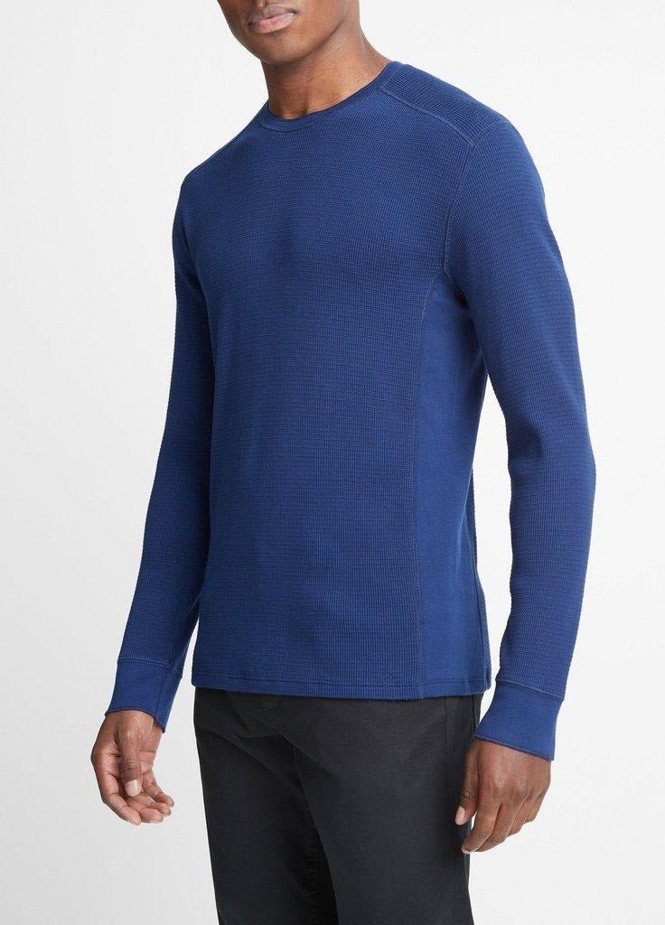 Thermal Long-Sleeve Crew Neck T-Shirt in Royal Blue - The Shoe Hive