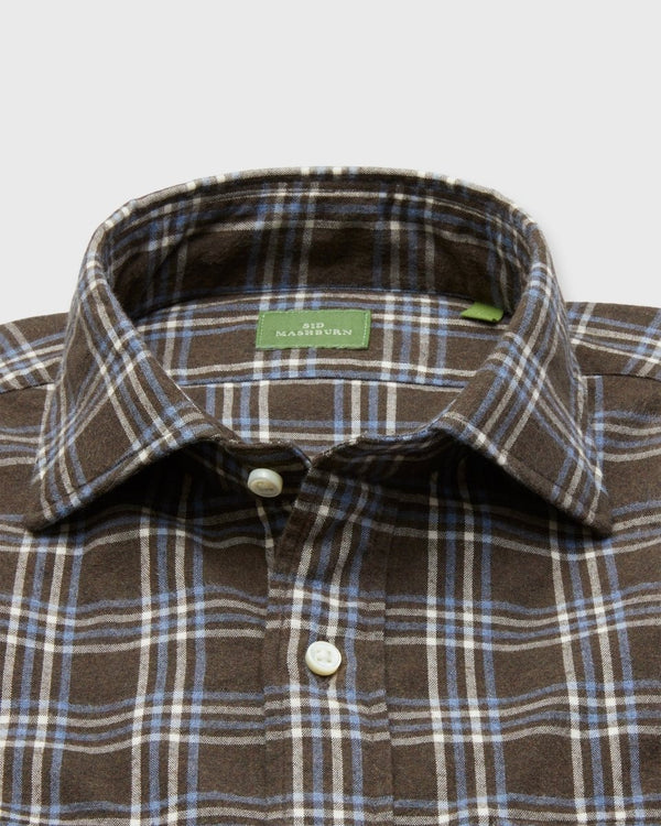 Work Shirt in Brown/Sky/White Brushed Plaid - The Shoe Hive