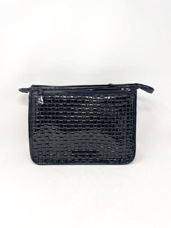Woven Clutch in Black Lacquer - The Shoe Hive