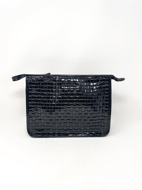 Woven Clutch in Black Lacquer - The Shoe Hive