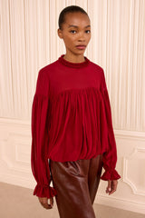 Pearl LS Silk Blouse in Cerise
