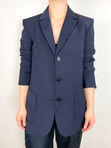 Tropical Wool Max Blazer in Navy