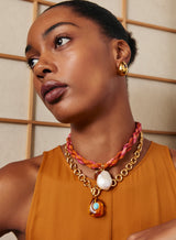 Mini Arp Earrings in Studded Gold