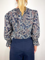 3/4 Sleeve Ashlynn Blouse in Navy Multi