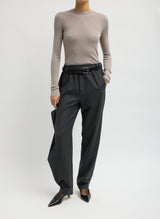 Cozy Flannel Side Drape Pant in Dark Heather Grey