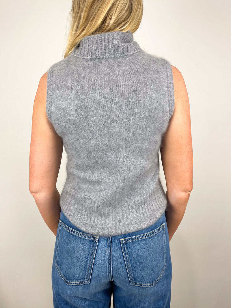 Mazzy Brushed Cashmere Shell in Heather Grey