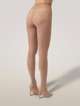 12 Velvet Net Illusion Tights in Fairly Light/White - The Shoe Hive