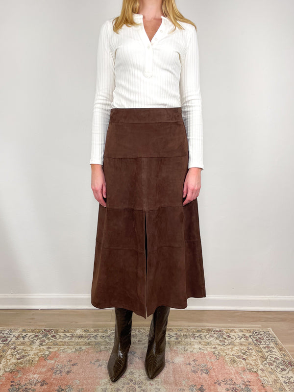 Suede Hudson Skirt in Chocolate