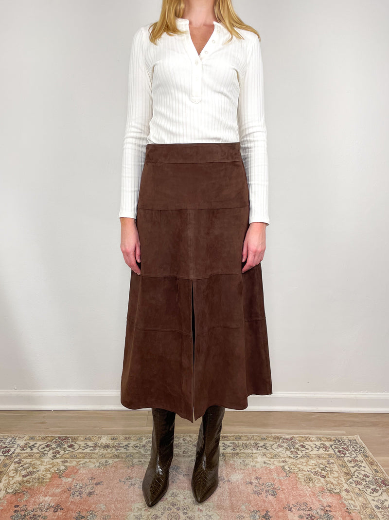 Suede Hudson Skirt in Chocolate