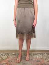 Laced Trimmed Skirt in Cocoa