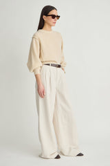 The Keaton Wide Leg in Stone