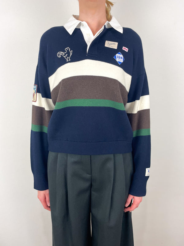 Arther Varsity Knit Rugby Shirt in Multi