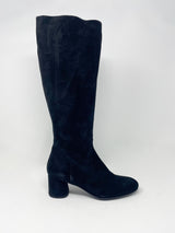 Lynn High Boot in Velour-Moss Nero-Nero
