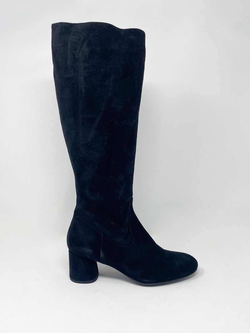 Lynn High Boot in Velour-Moss Nero-Nero