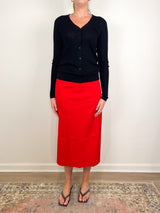 Feather Weight Ribbed V-Neck Slim Cardigan in Black