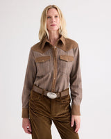Lone Rider Combo Blouse in Brown Multi/Kelp