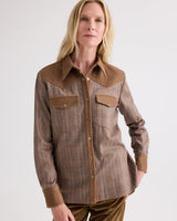 Lone Rider Combo Blouse in Brown Multi/Kelp