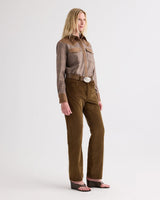 Lone Rider Combo Blouse in Brown Multi/Kelp