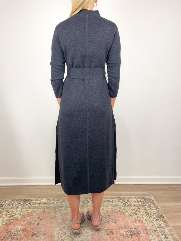Lindsey Dress in Charcoal Extra Fine Merino Wool