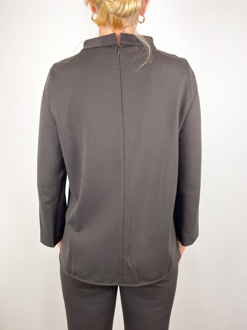 Samantha Top in Coffee Bi-Stretch Tricotine