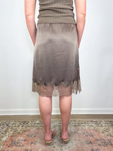 Laced Trimmed Skirt in Cocoa