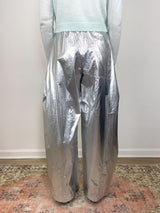 Silver Metallic Nylon Winslow Pant in Silver