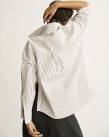 Watts Striped Side Button Shirt in Chocolate Stripe
