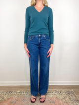V-Neck Sweater 1/1 in Teal Twilight