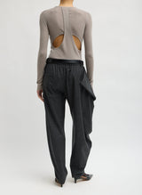 Cozy Flannel Side Drape Pant in Dark Heather Grey