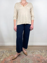 3/4 Sleeve Drop Shoulder Sweater in Husk - The Shoe Hive