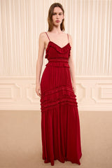 Dorothea SL Silk Gown in Cerise