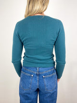 V-Neck Sweater 1/1 in Teal Twilight