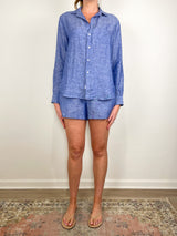 Pull on Short in Navy Linen