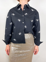 Hudson Shirt in Black Embellished Shirting