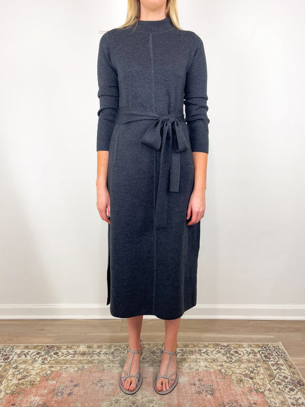 Lindsey Dress in Charcoal Extra Fine Merino Wool