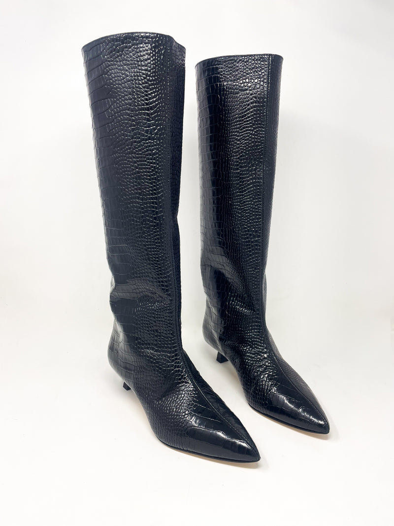 Robyn in Black Embossed Croc